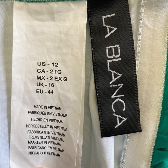 La Blanca Strappy One-Shoulder One-Piece Swimsuit, Emerald Green, Size 12 NWT - Picture 12 of 16